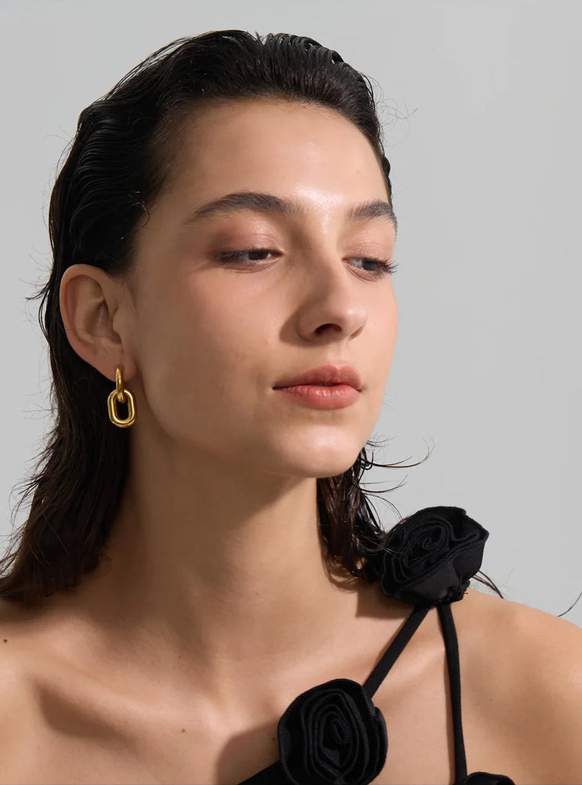 Axis Drop Earrings — Steel Finish