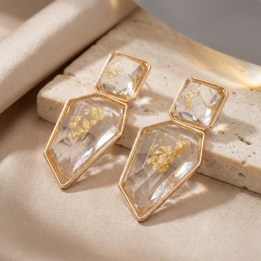 Elegant Gold-Plated Resin Statement Earrings