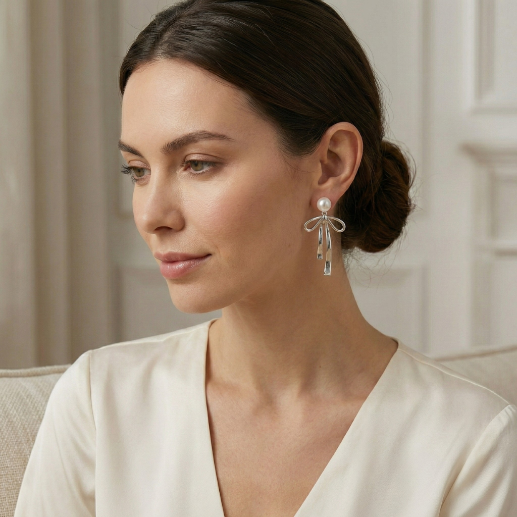 Elegant Gold Bow Earrings - Hypoallergenic & Durable