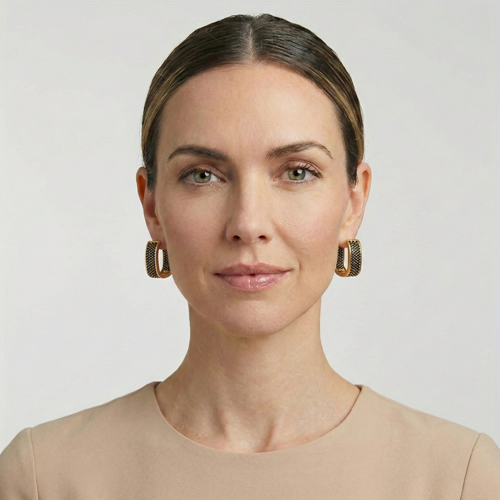 Elegant Gold Zirconia Hoop Earrings