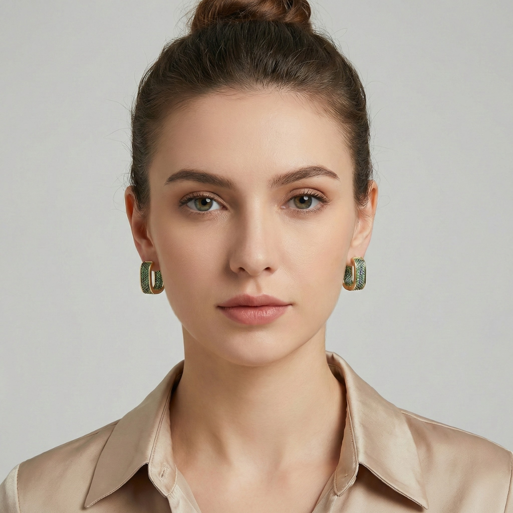 Elegant Gold Zirconia Hoop Earrings