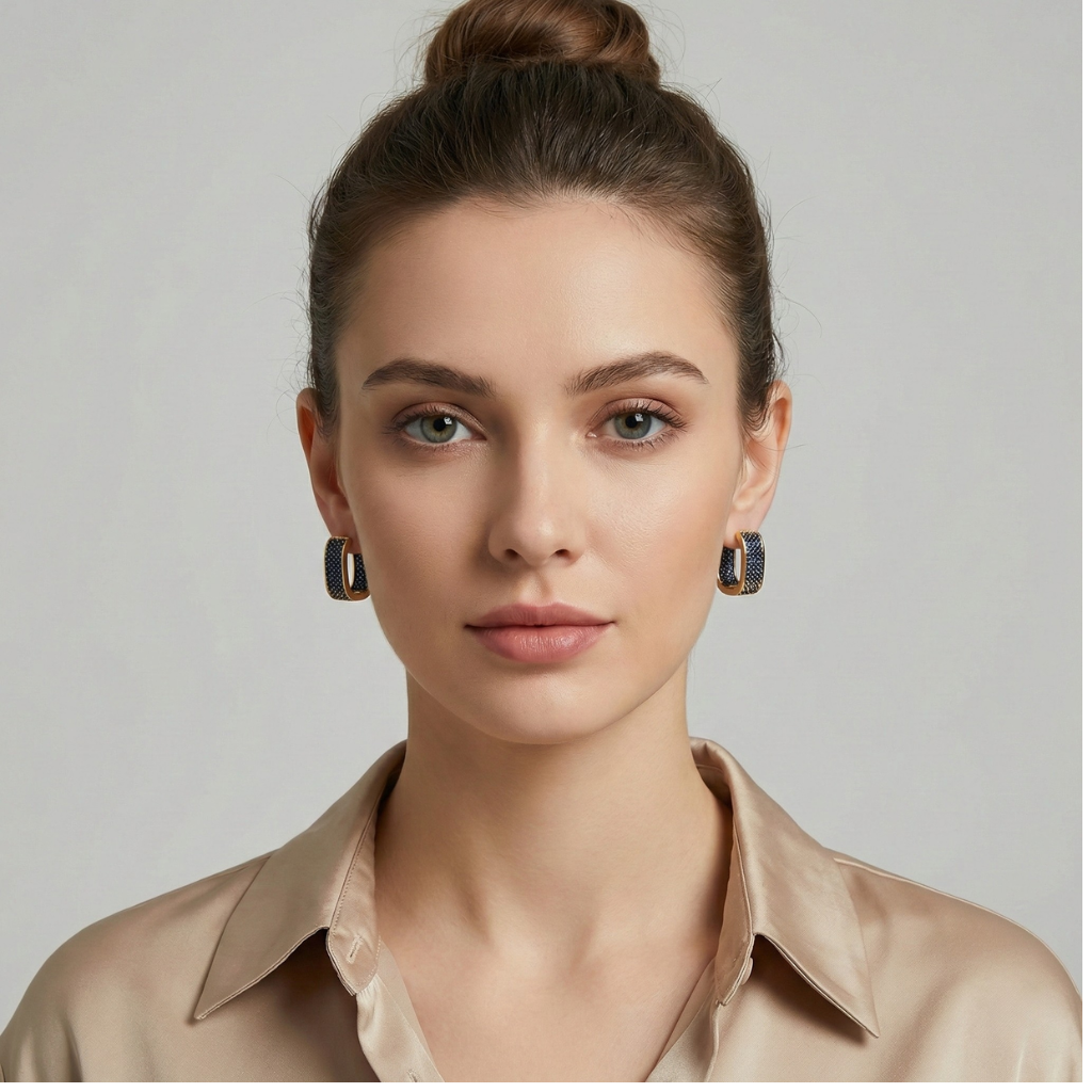 Elegant Gold Zirconia Hoop Earrings