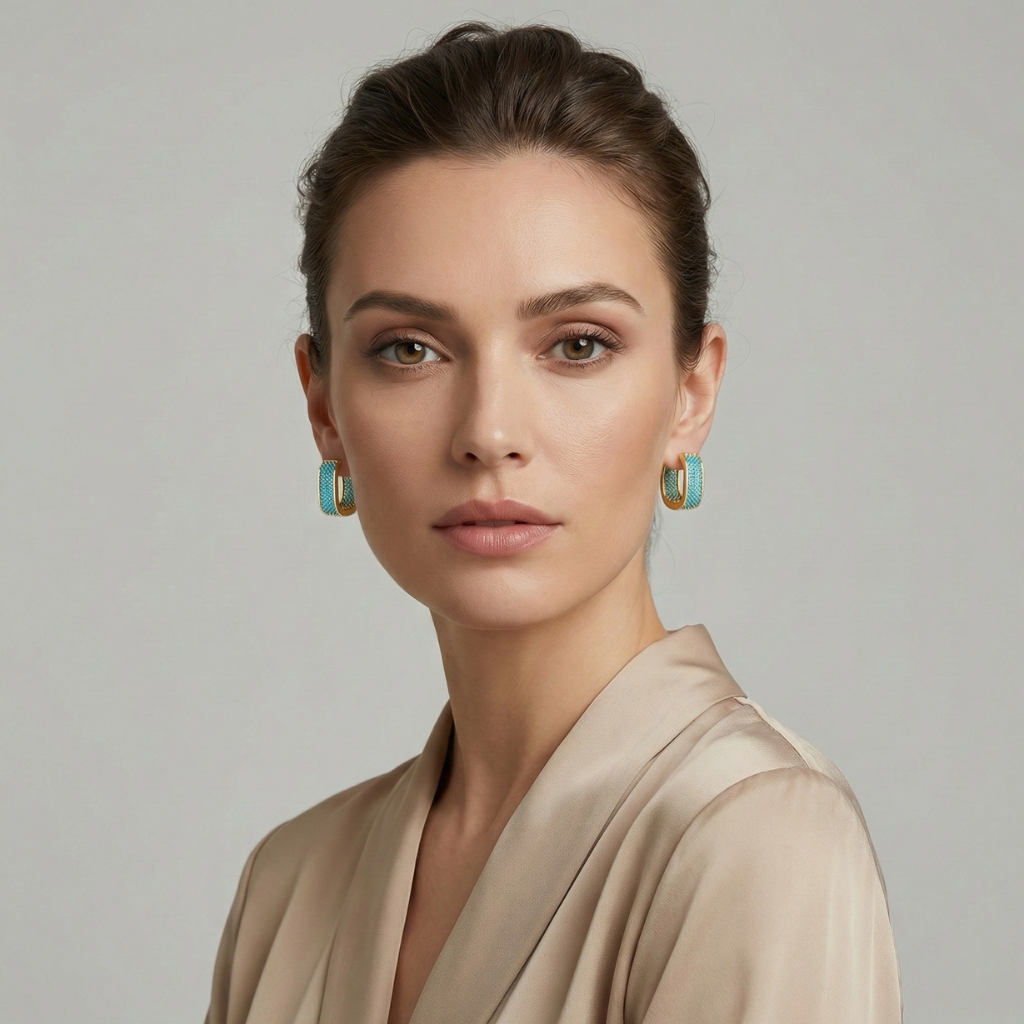 Elegant Gold Zirconia Hoop Earrings