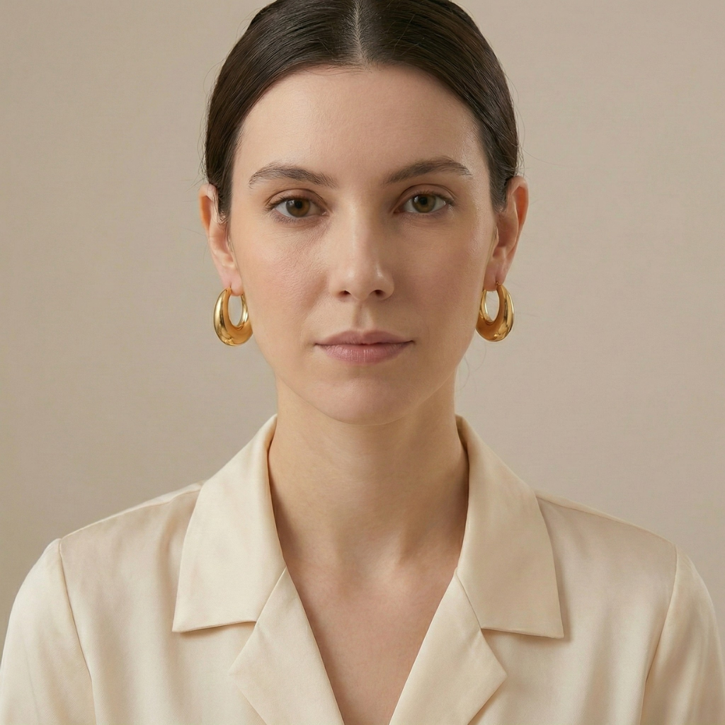 Hypoallergenic Oval Hoop Earrings in Stainless Steel