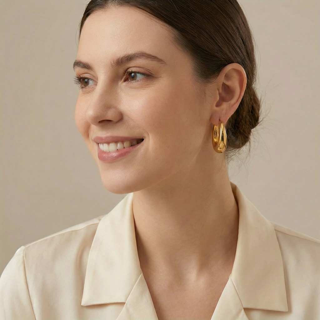 Hypoallergenic Oval Hoop Earrings in Stainless Steel