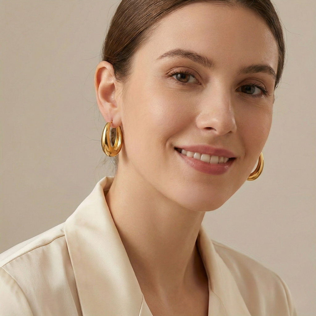 Hypoallergenic Oval Hoop Earrings in Stainless Steel