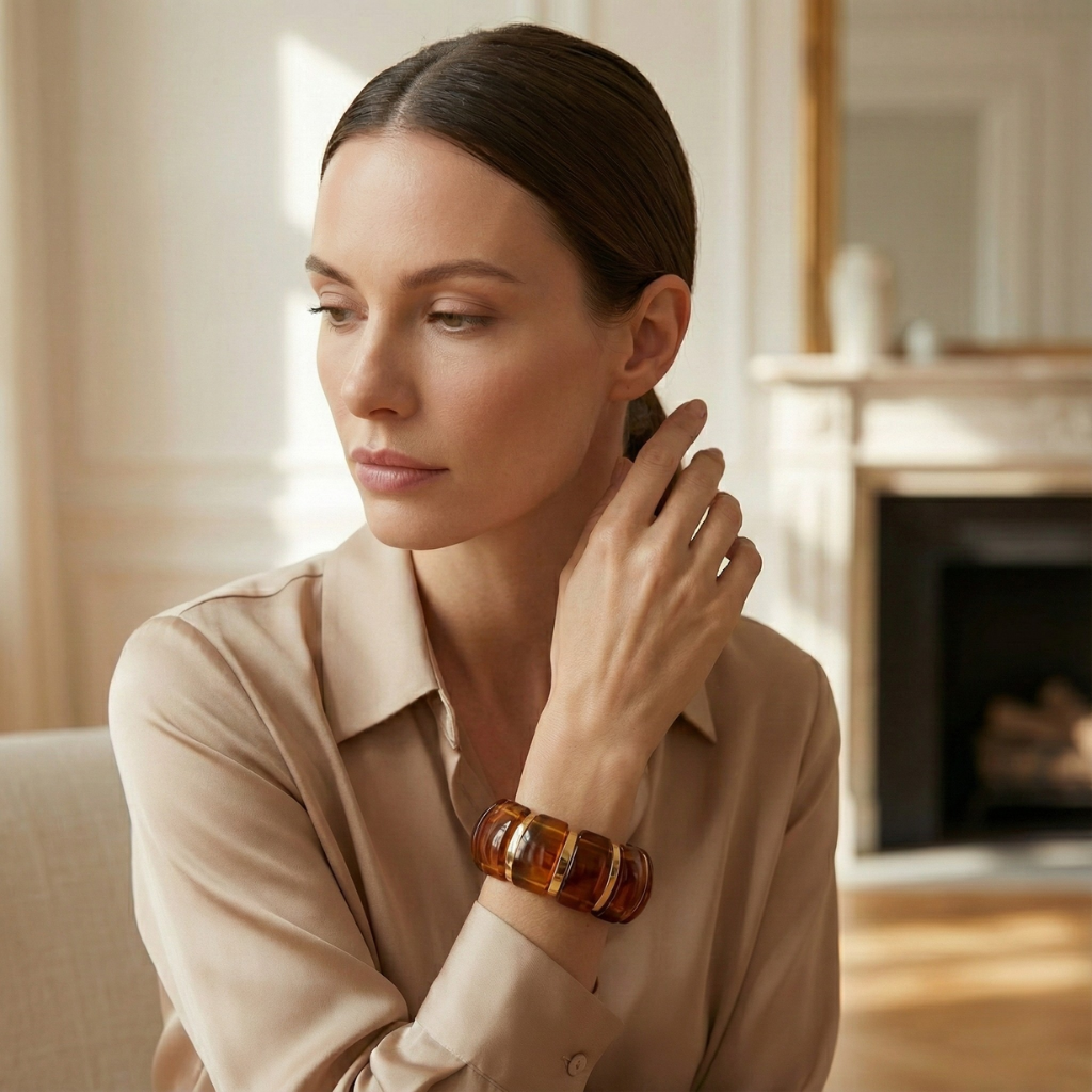 Tension Arc Bracelet — Polished Resin Finish