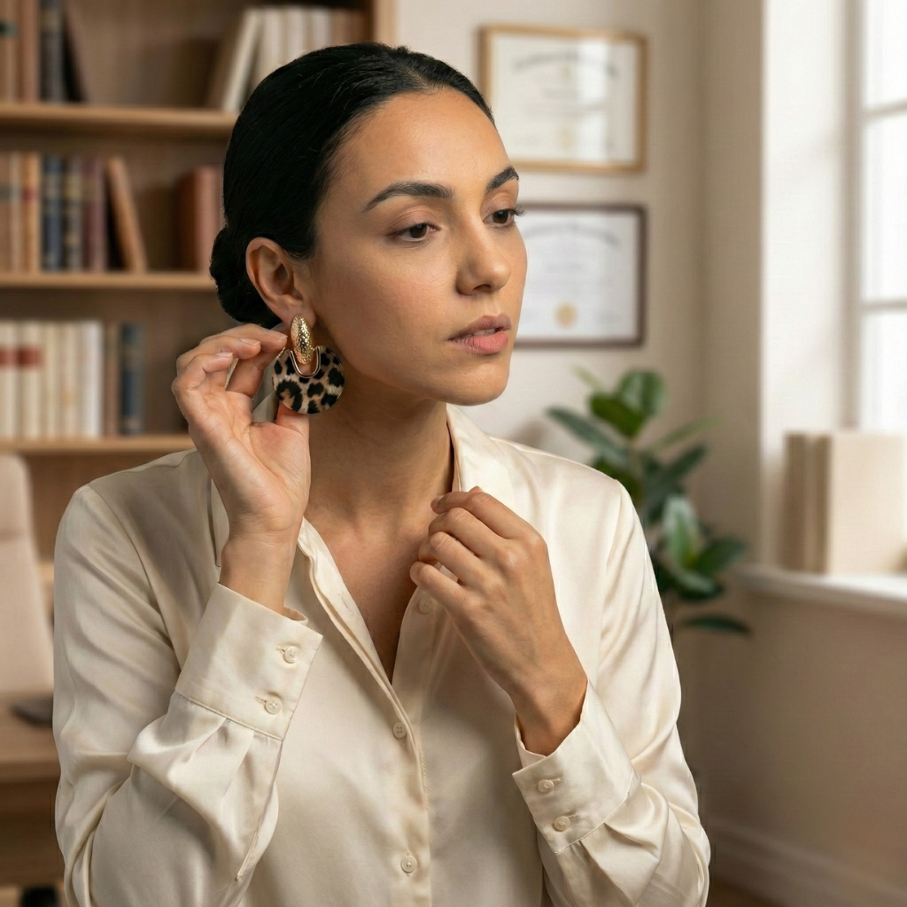 Pair of textured hoop earrings with exaggerated asymmetrical geometric posts for a sophisticated look.