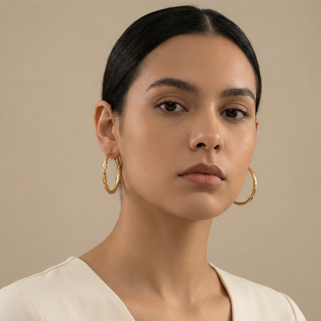 Elegant Gold Hoop Earrings - Hypoallergenic Stainless Steel