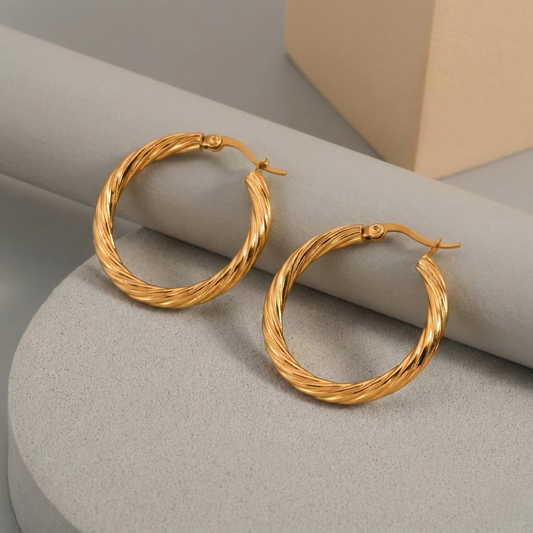 Elegant Gold Hoop Earrings - Hypoallergenic Stainless Steel