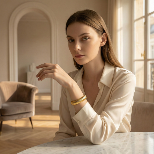 Authentic Nanni – Flex Snake Chain Cuff Bracelet | 18K Gold Plated