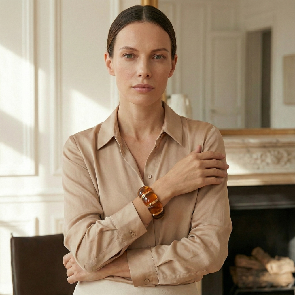 Tension Arc Bracelet — Polished Resin Finish