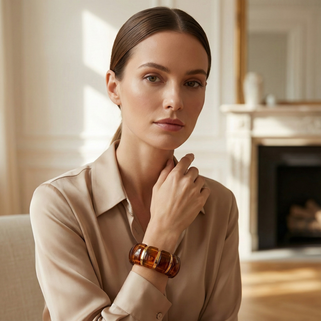 Tension Arc Bracelet — Polished Resin Finish