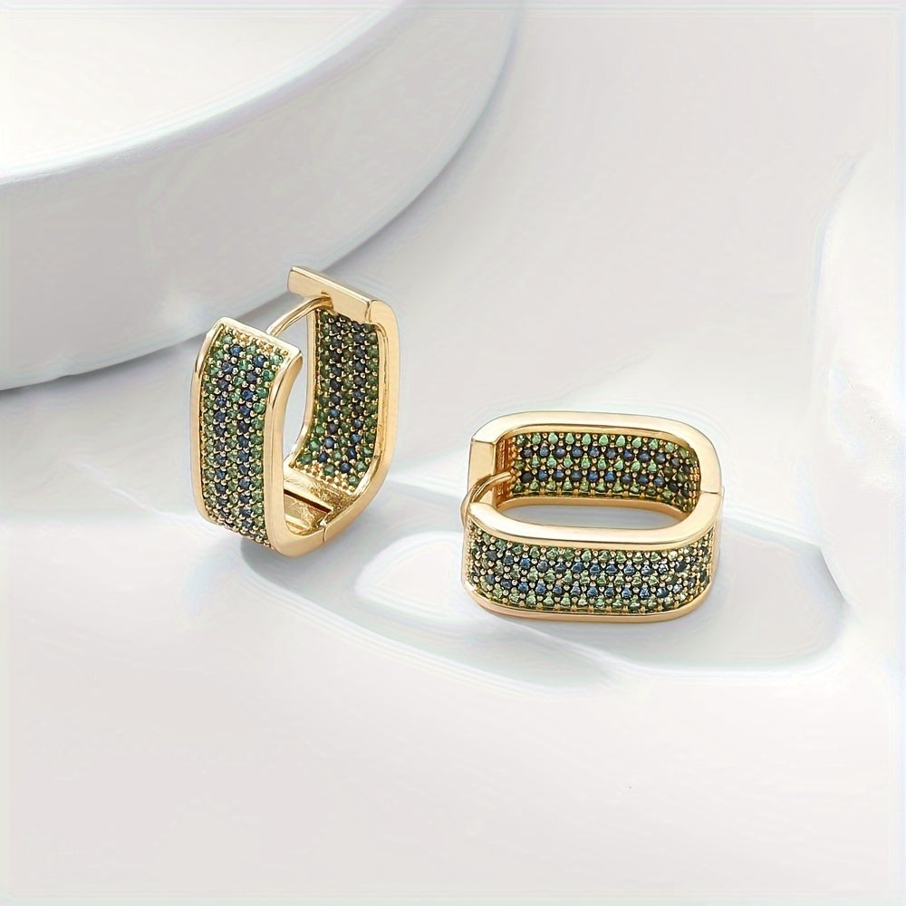 Brincos Dourados, Brincos de Luxo Femininos de Alta Qualidade, Incrustados com Zircónias Coloridas, Joias de Luxo Requintadas e Novos Estilos de Joias para 2024