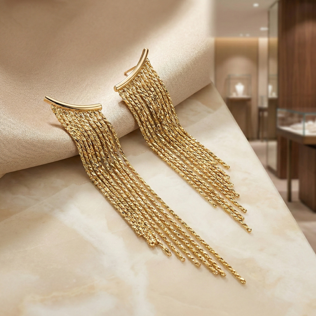 Elegant Gold Tassel Earrings - Boho Chic for Every Occasion