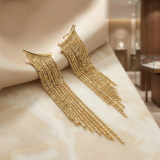 Elegant Gold Tassel Earrings - Boho Chic for Every Occasion