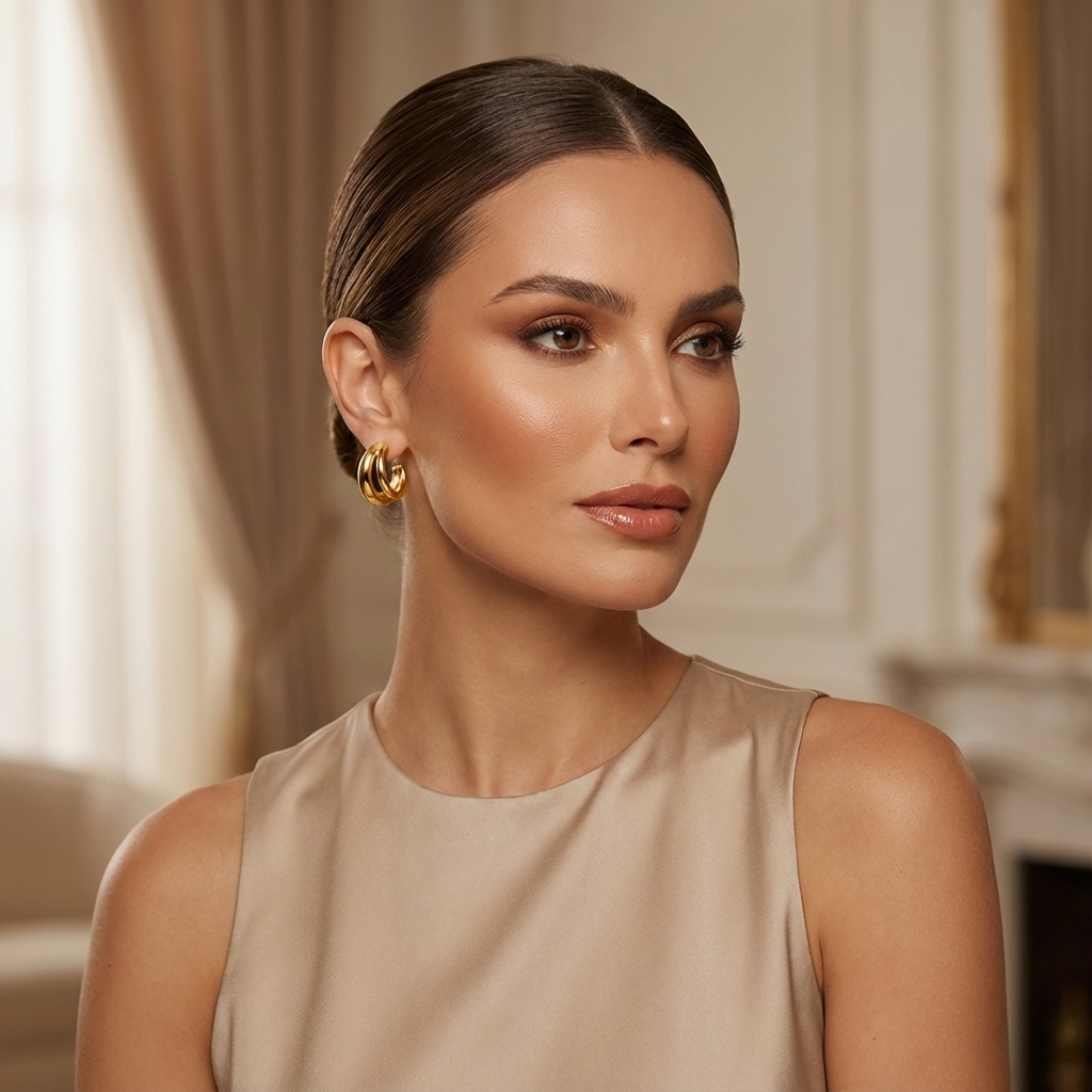 Double C-Shaped Hoop Earrings | 18K PVD Gold Plated