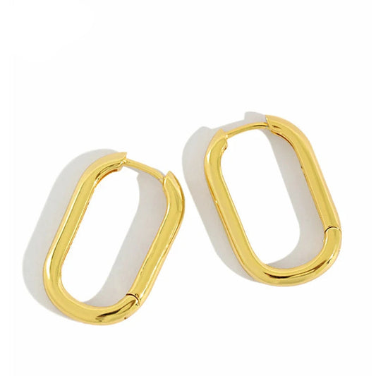 Oval Hoop Earrings | 18K Gold Plated