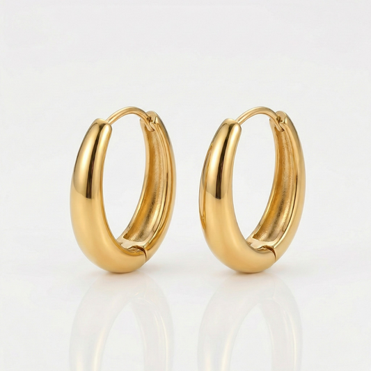 Hypoallergenic Oval Hoop Earrings in Stainless Steel