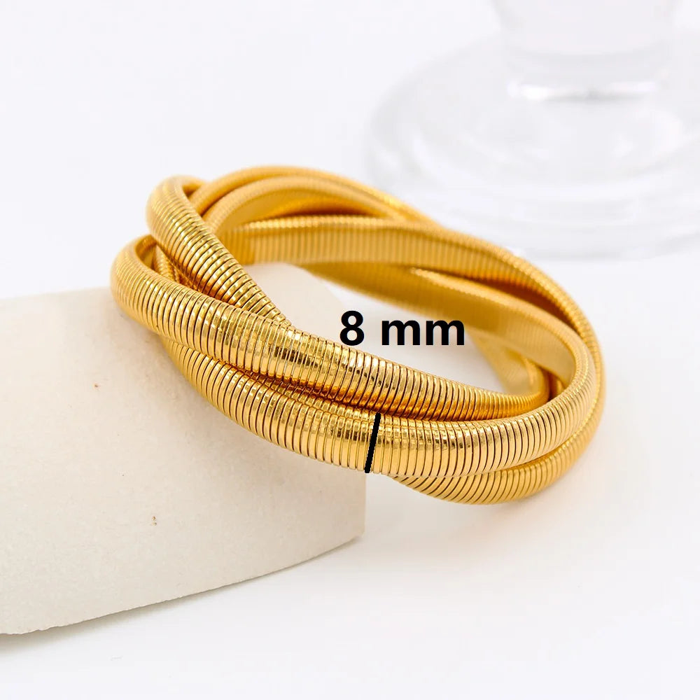 Authentic Nanni – Élan Vintage Elastic Bangle | 18K Gold Plated Titanium Steel