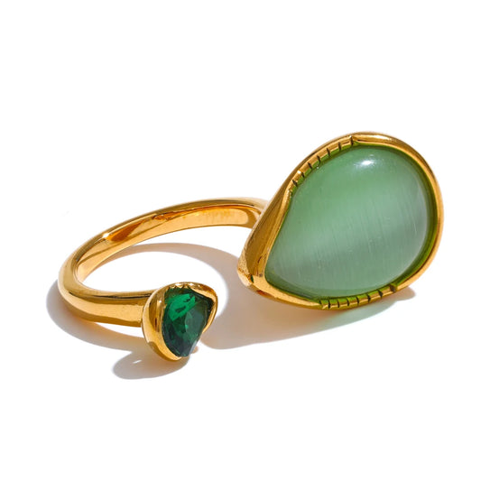 Emerald Grace Teardrop Ring