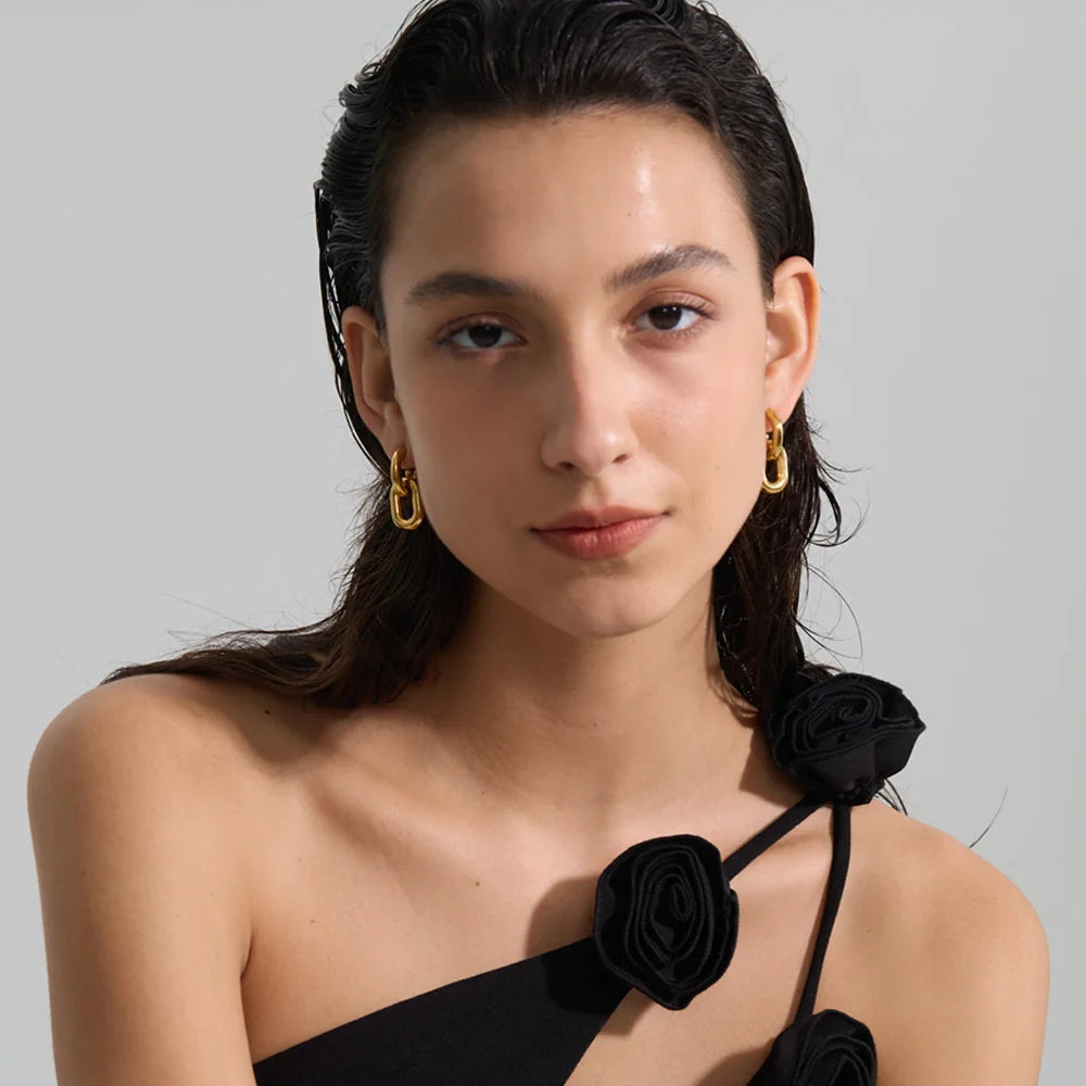 Axis Drop Earrings — Steel Finish