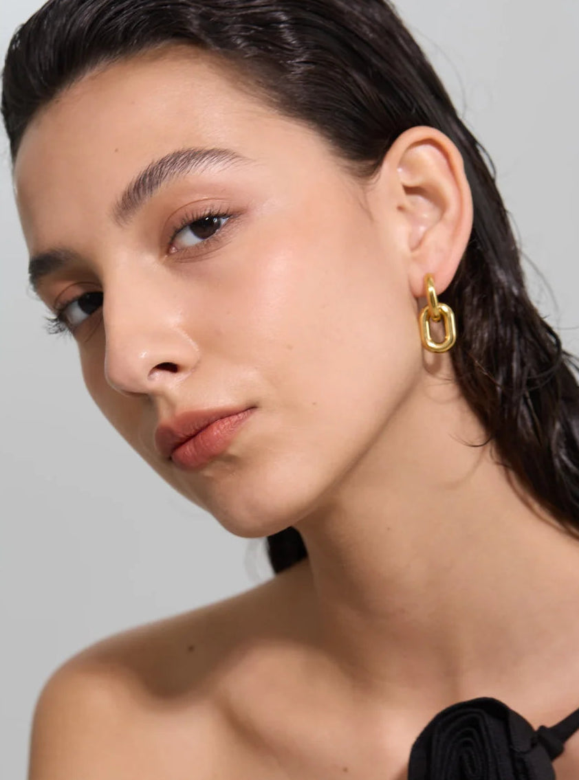 Axis Drop Earrings — Steel Finish