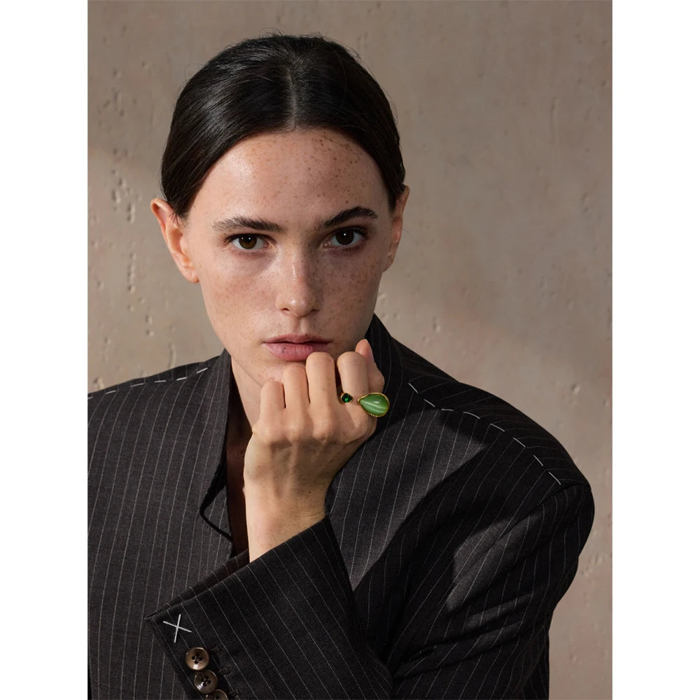 Emerald Grace Teardrop Ring