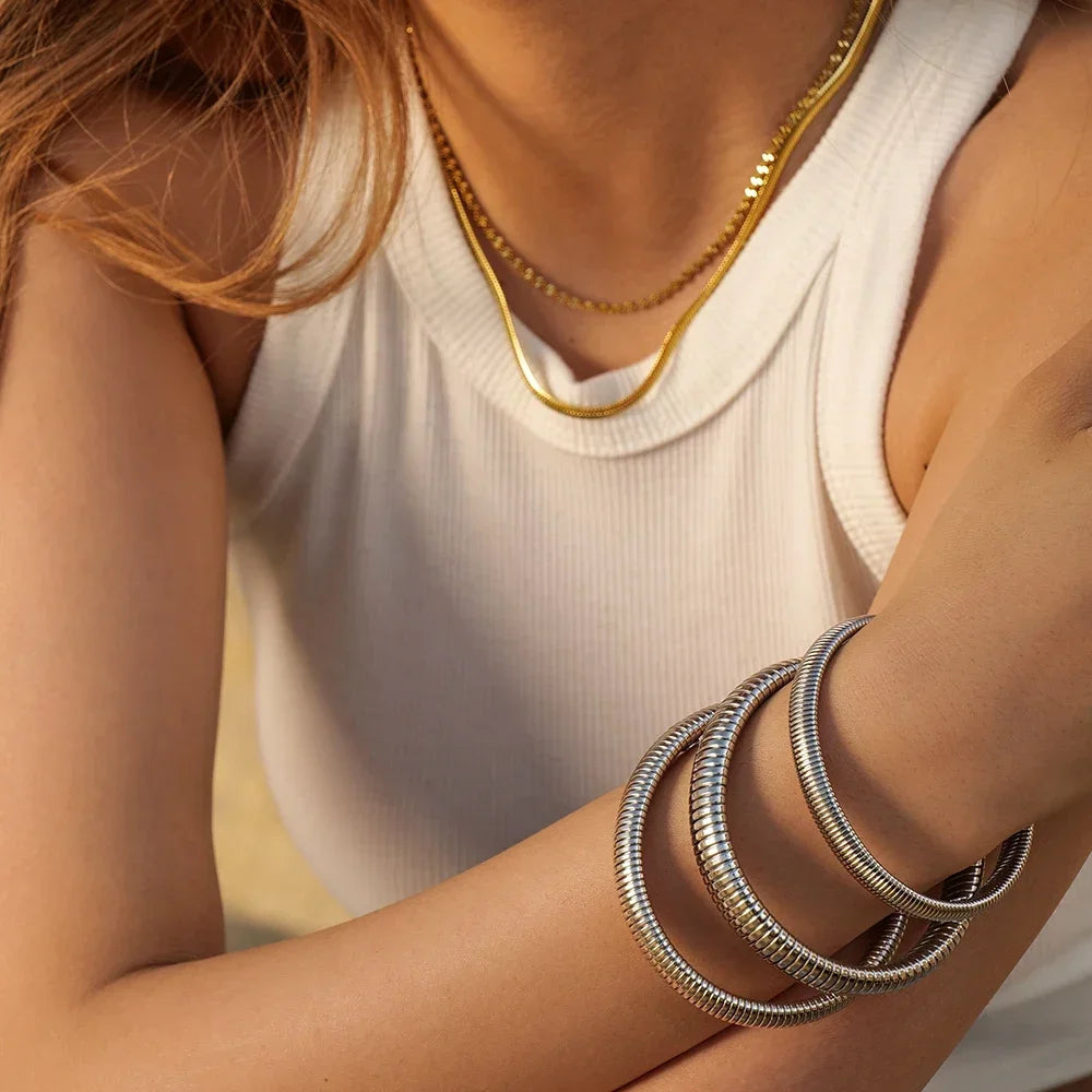 Authentic Nanni – Flex Snake Chain Cuff Bracelet | 18K Gold Plated